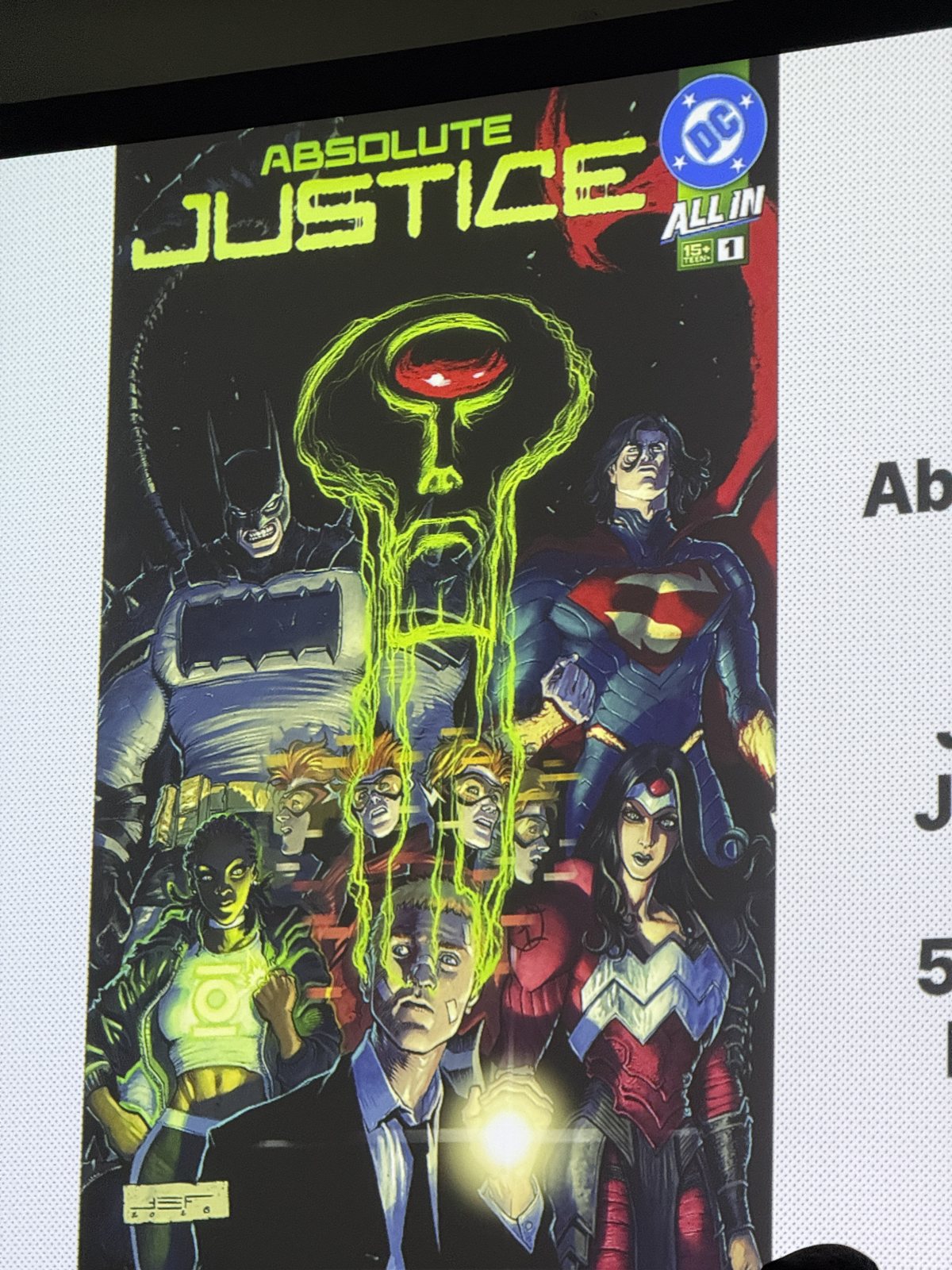 The Absolute Justice #1 cover revealed on screen