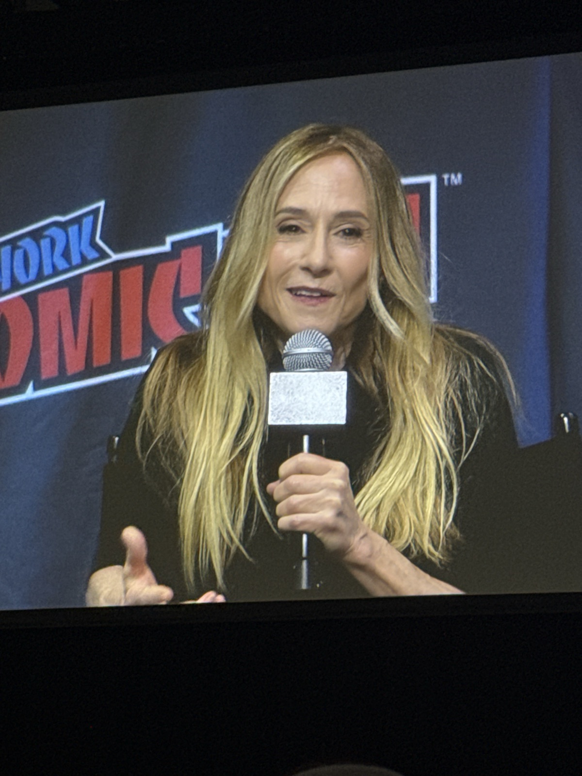Holly Hunter on the Empire Stage screen